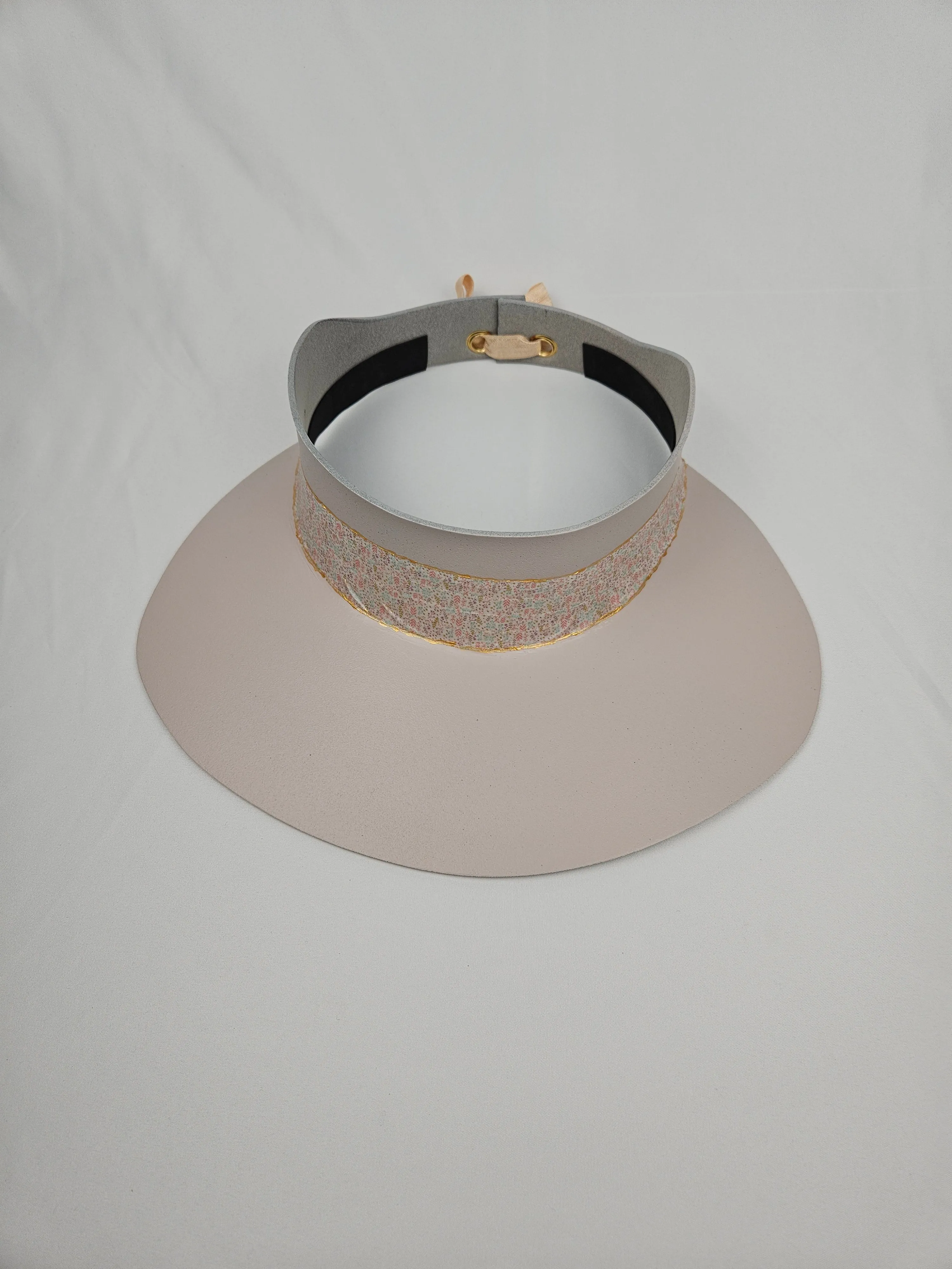 Light Pink "LadyEVA" Visor Hat with Delicate Crinkled Floral Band