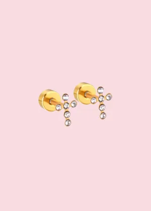 Linny Co. - Clara Cross CZ Flatback Stud Earrings