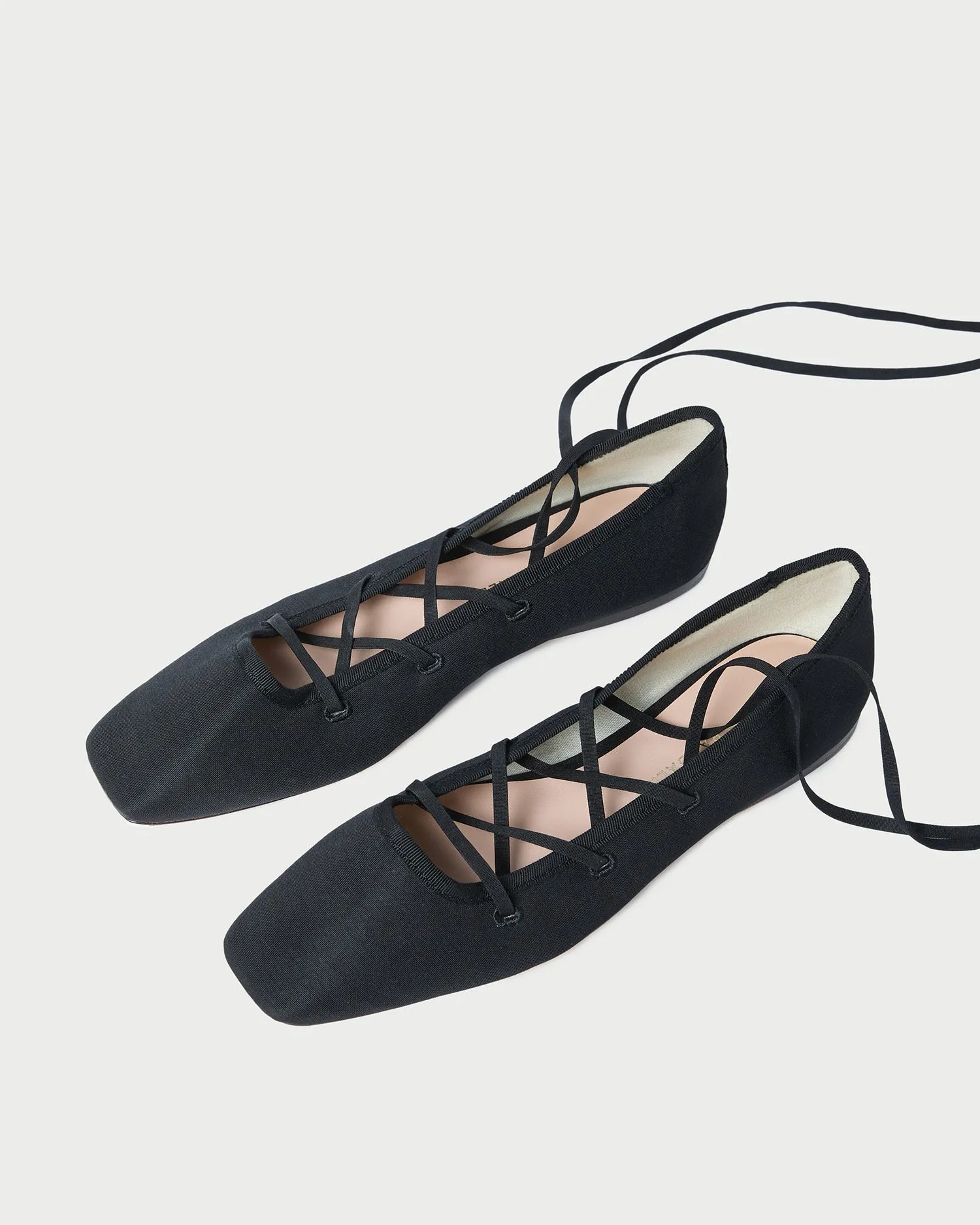 Louisa Black Lace-Up Ballet Flat