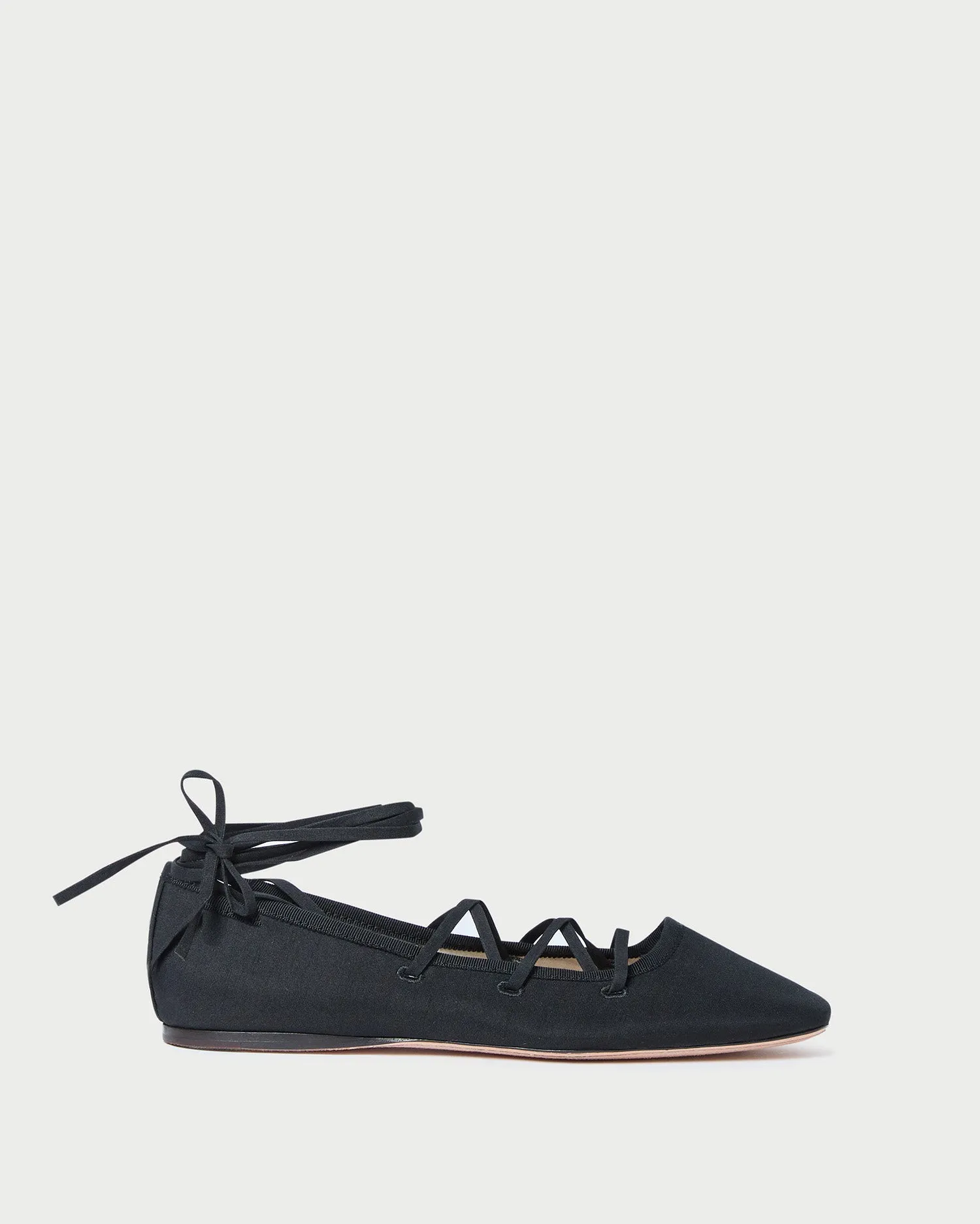 Louisa Black Lace-Up Ballet Flat