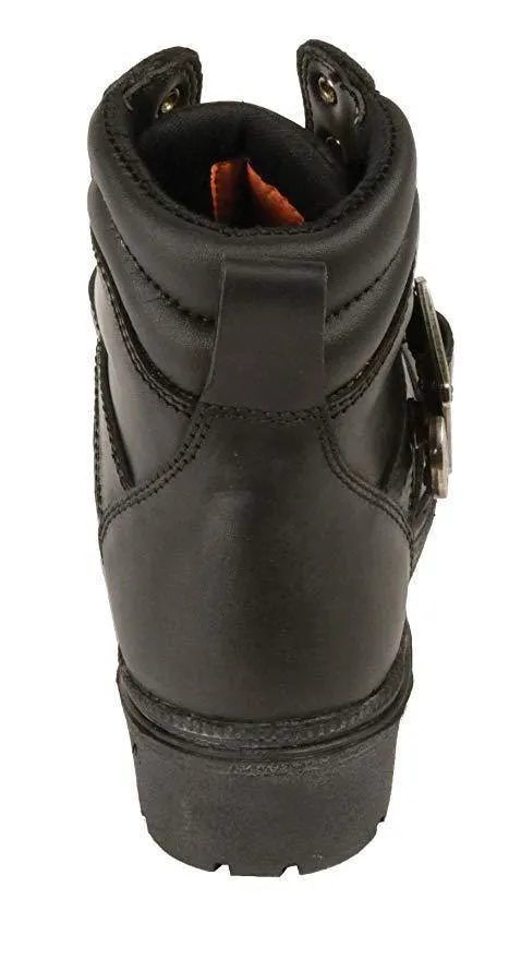 Milwaukee Leather Boots MBL9310 Women's Side Buckle Plain Toe Motorcycle Boot