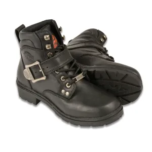 Milwaukee Leather Boots MBL9310 Women's Side Buckle Plain Toe Motorcycle Boot