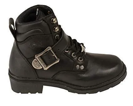 Milwaukee Leather Boots MBL9310 Women's Side Buckle Plain Toe Motorcycle Boot