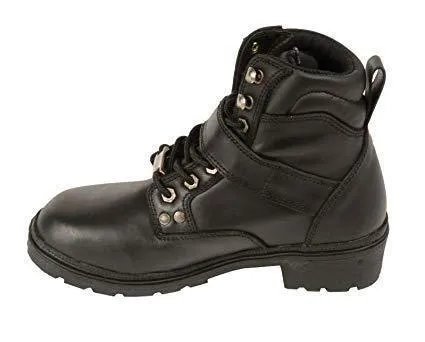 Milwaukee Leather Boots MBL9310 Women's Side Buckle Plain Toe Motorcycle Boot