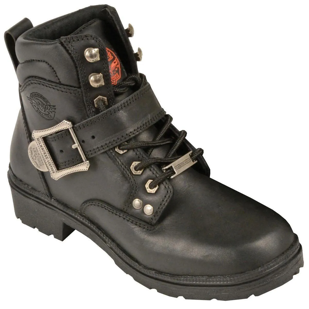 Milwaukee Leather Boots MBL9310 Women's Side Buckle Plain Toe Motorcycle Boot