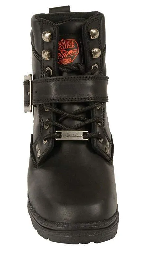 Milwaukee Leather Boots MBL9310 Women's Side Buckle Plain Toe Motorcycle Boot