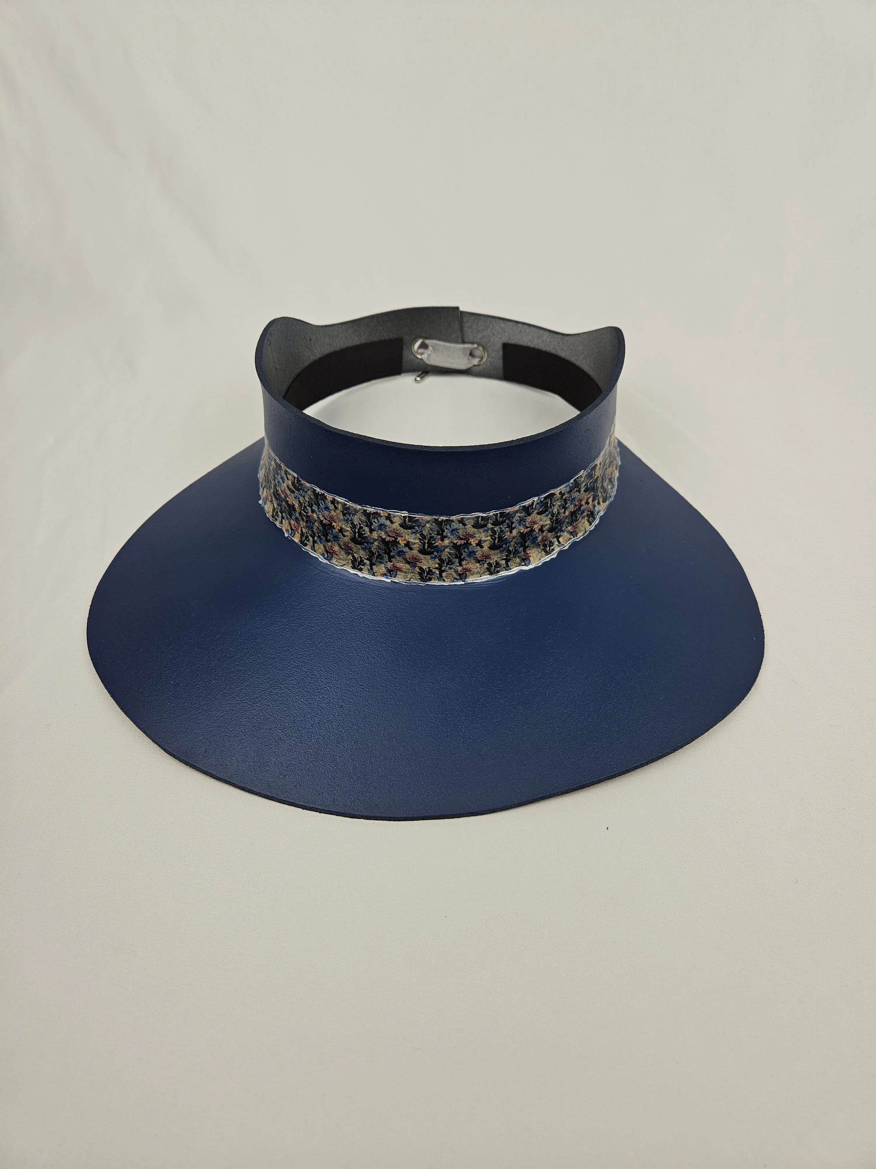 Navy Blue "LadyEVA" Visor Hat with Dark Floral Band