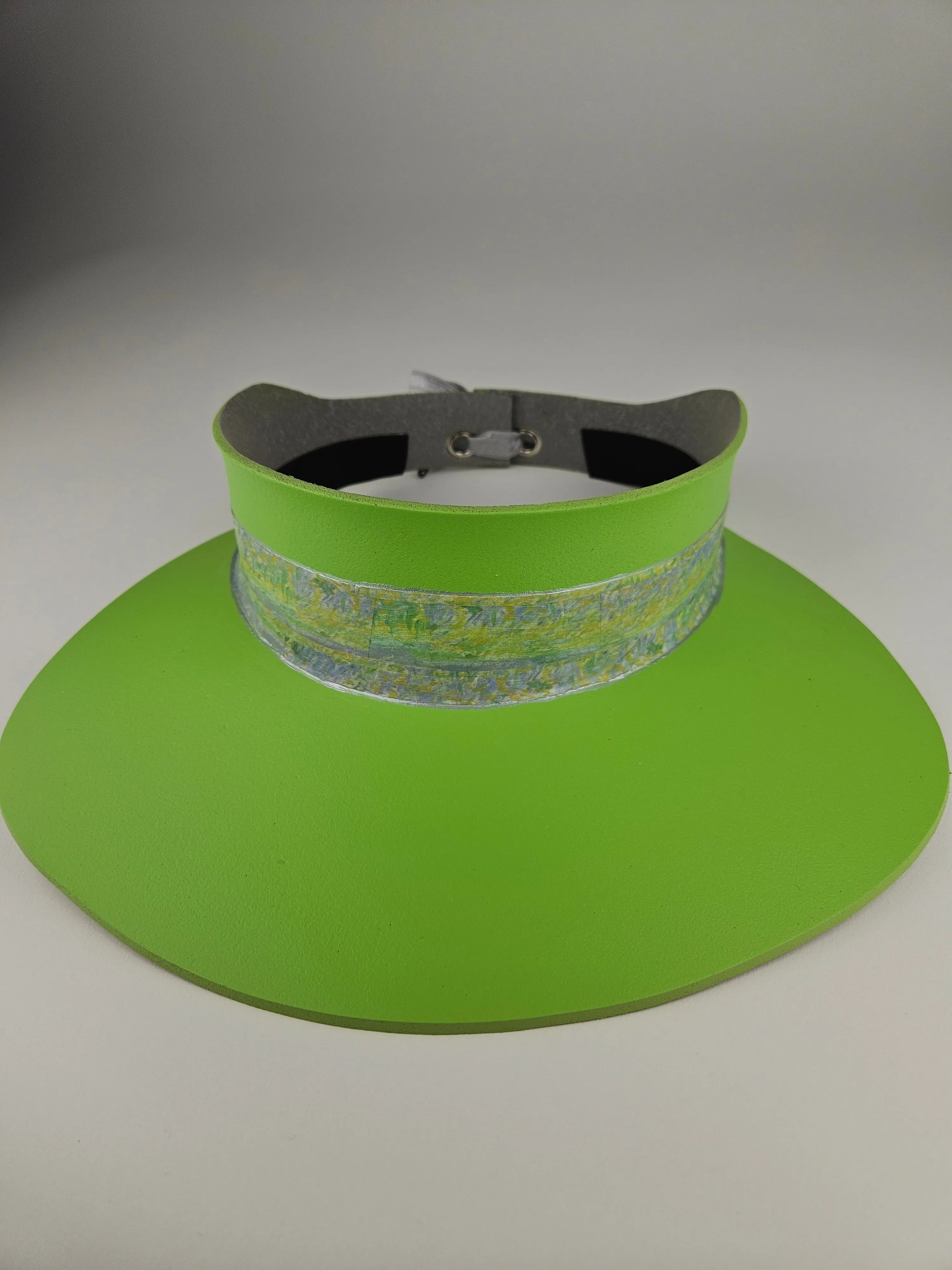 Neon Green "LadyEVA" Visor Hat with Monet Style Floral Band