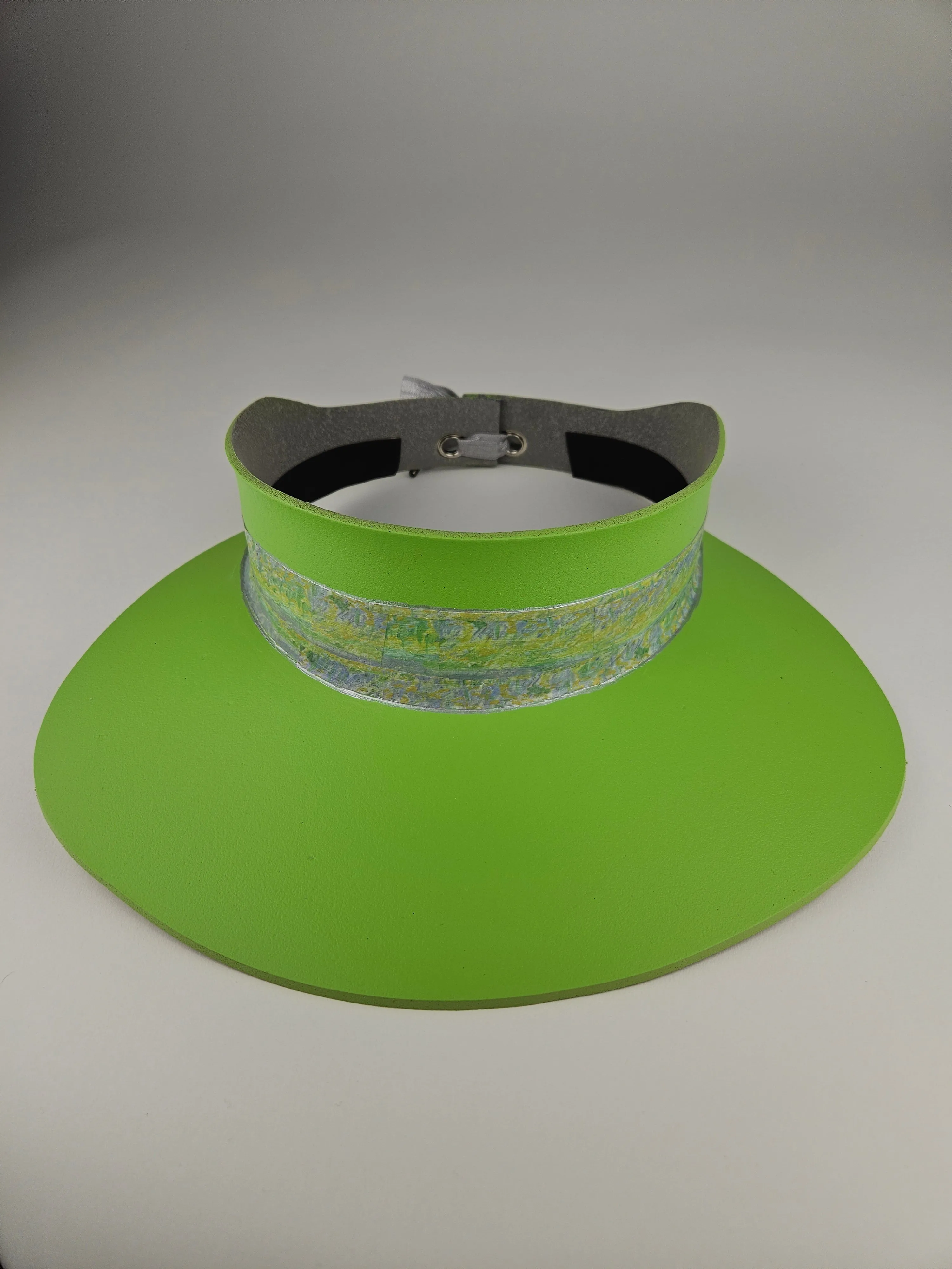 Neon Green "LadyEVA" Visor Hat with Monet Style Floral Band