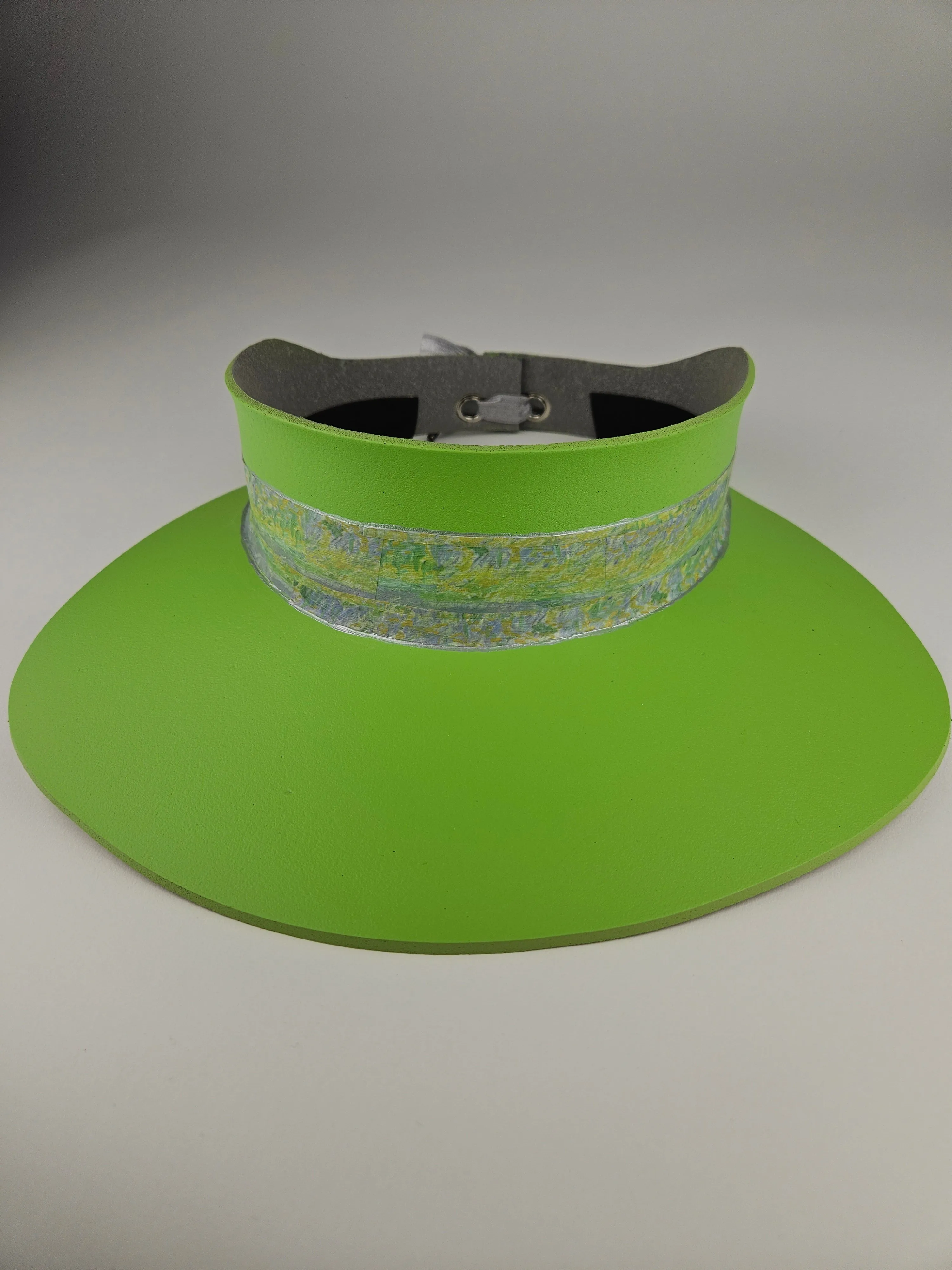 Neon Green "LadyEVA" Visor Hat with Monet Style Floral Band