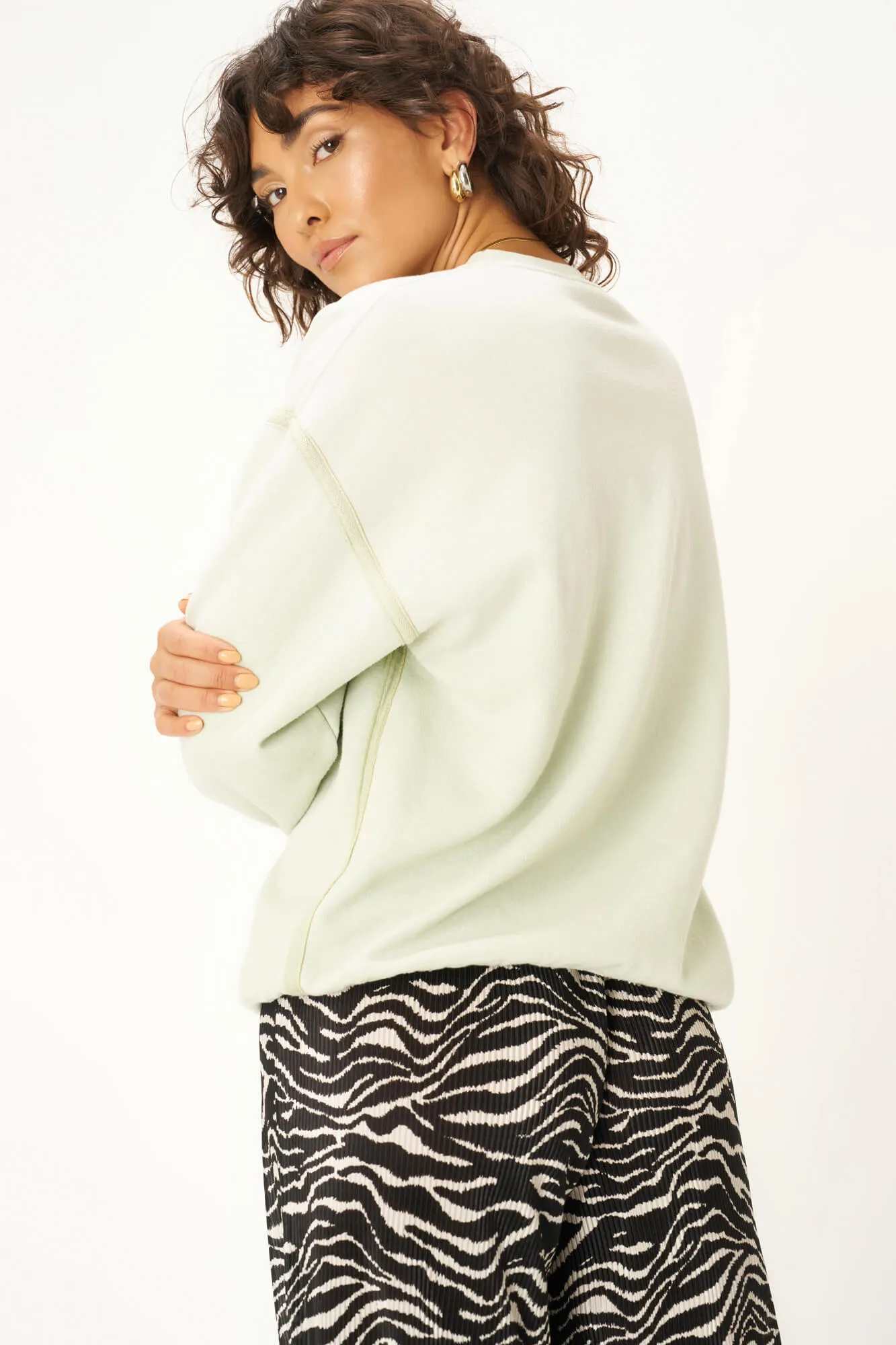 Pia Sun Faded Crew Sweatshirt - Mint Matcha