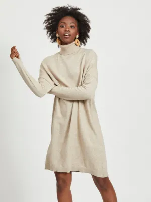 Ruth Roll Neck Jumper Dress (Beige)