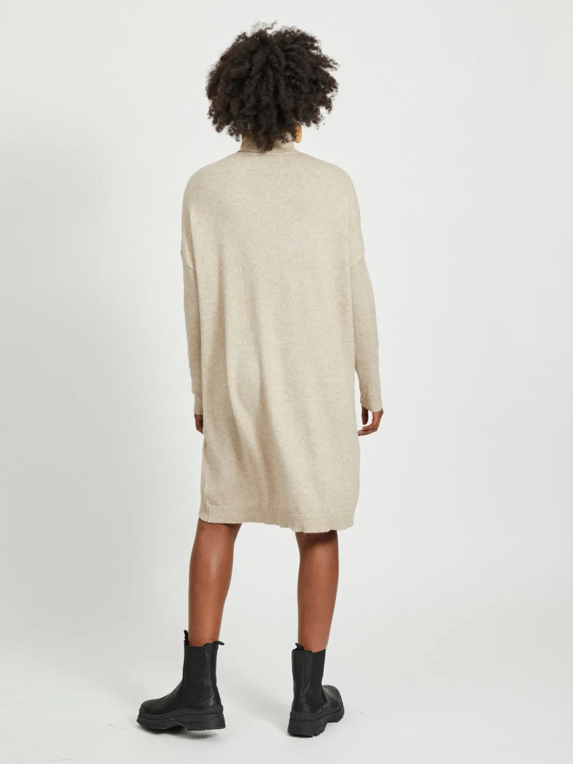 Ruth Roll Neck Jumper Dress (Beige)