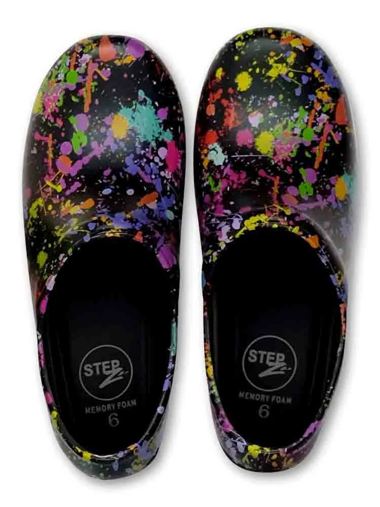 StepZ Women's Slip Resistant Nurse Clogs | Paint Splatter