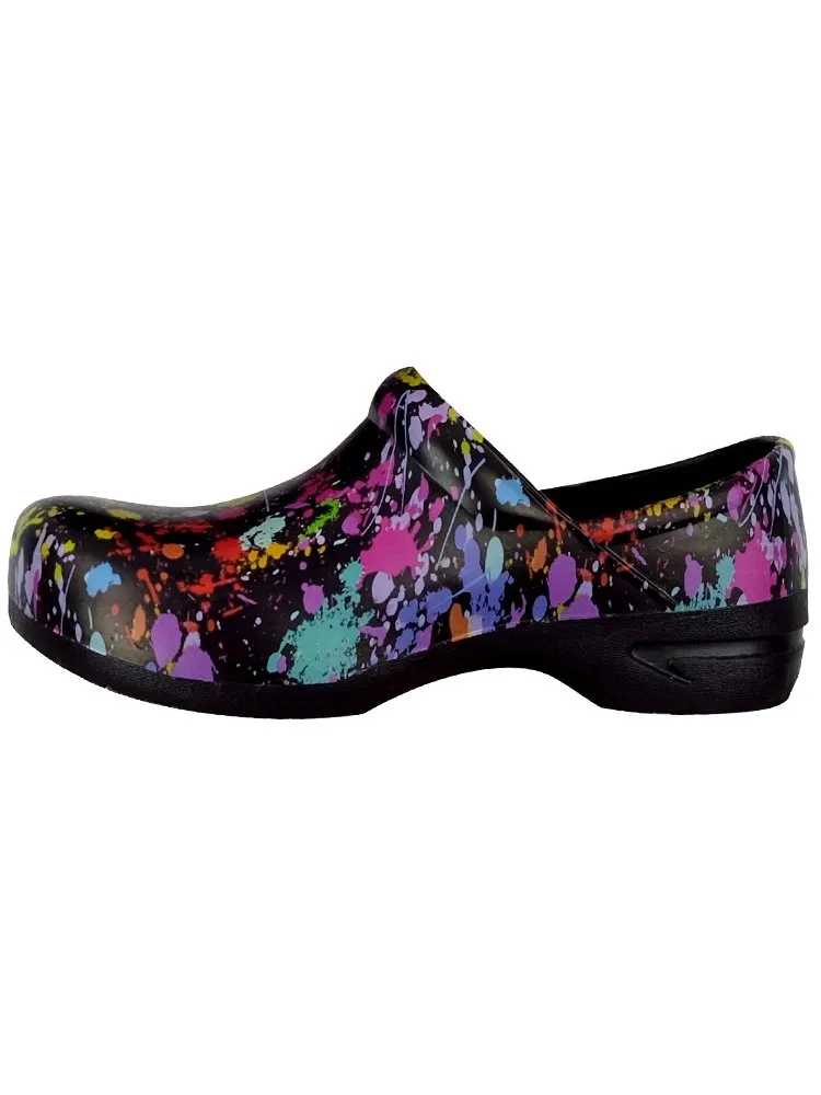 StepZ Women's Slip Resistant Nurse Clogs | Paint Splatter