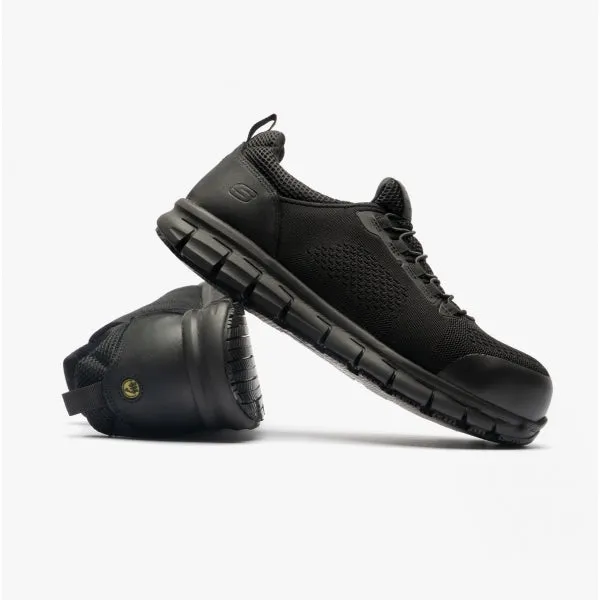SYNERGY OMAT Mens Slip-On Safety Toe Trainers Black