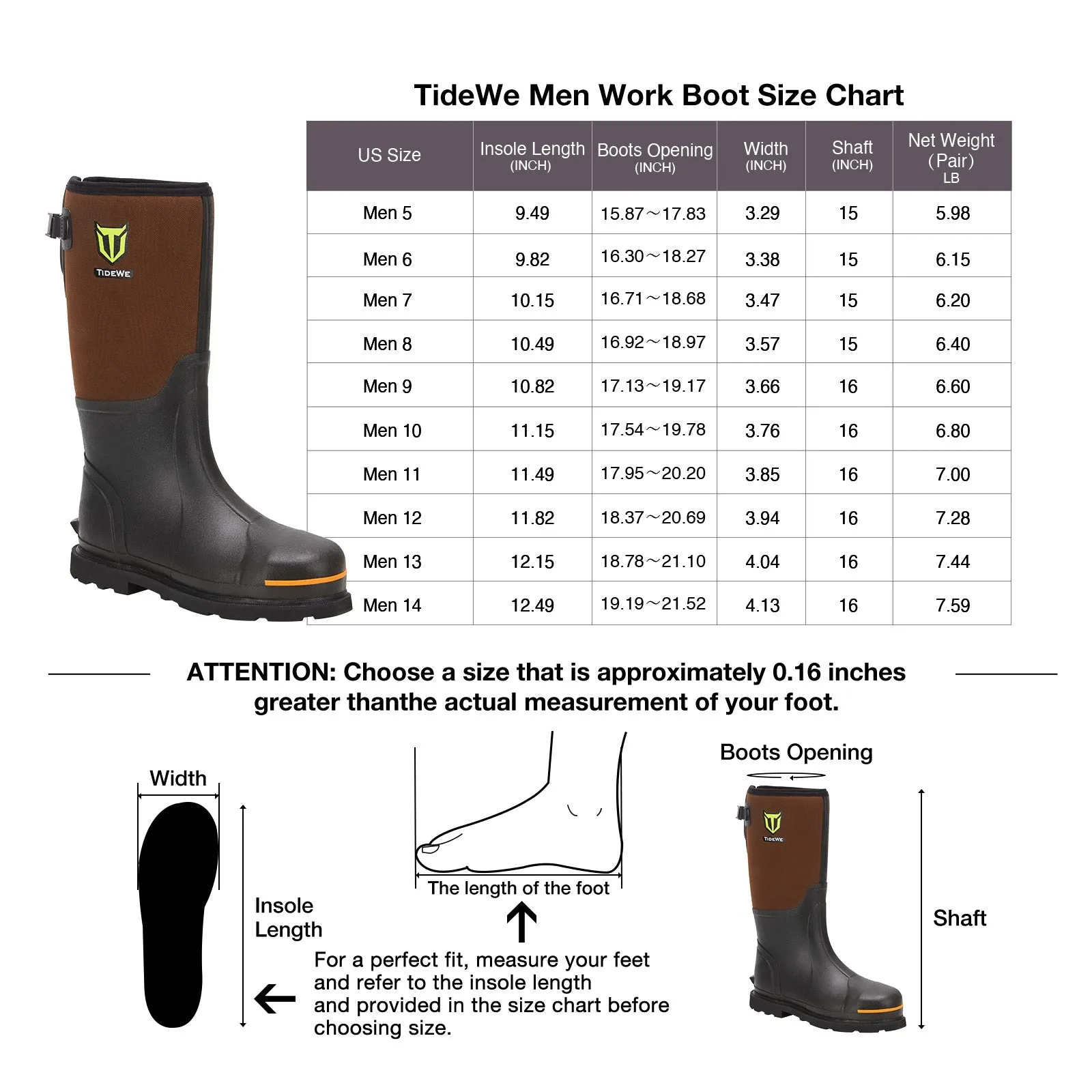 TideWe® Rubber Work Boots for Men