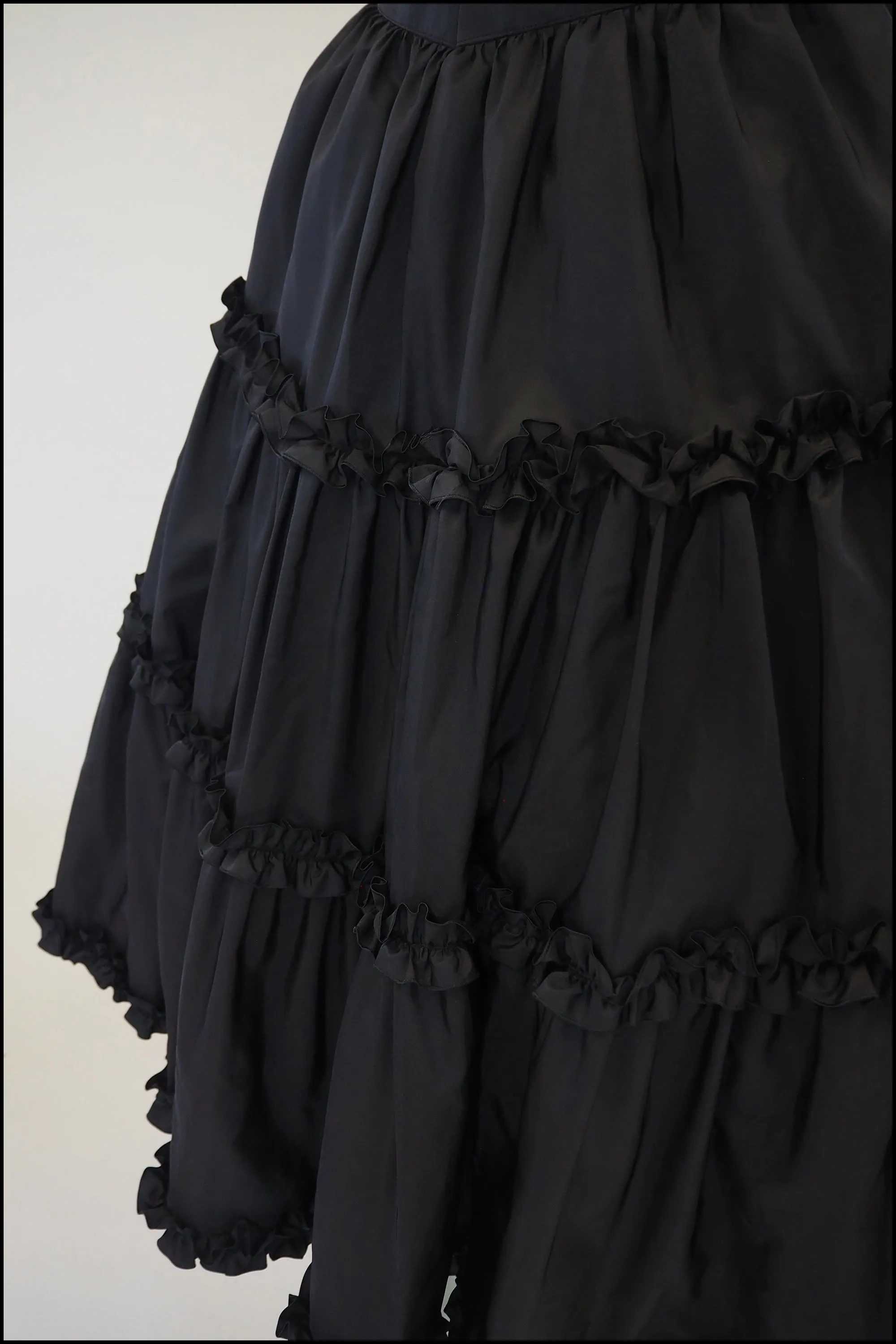 Vintage 1980s Black Ruffle Midi Skirt