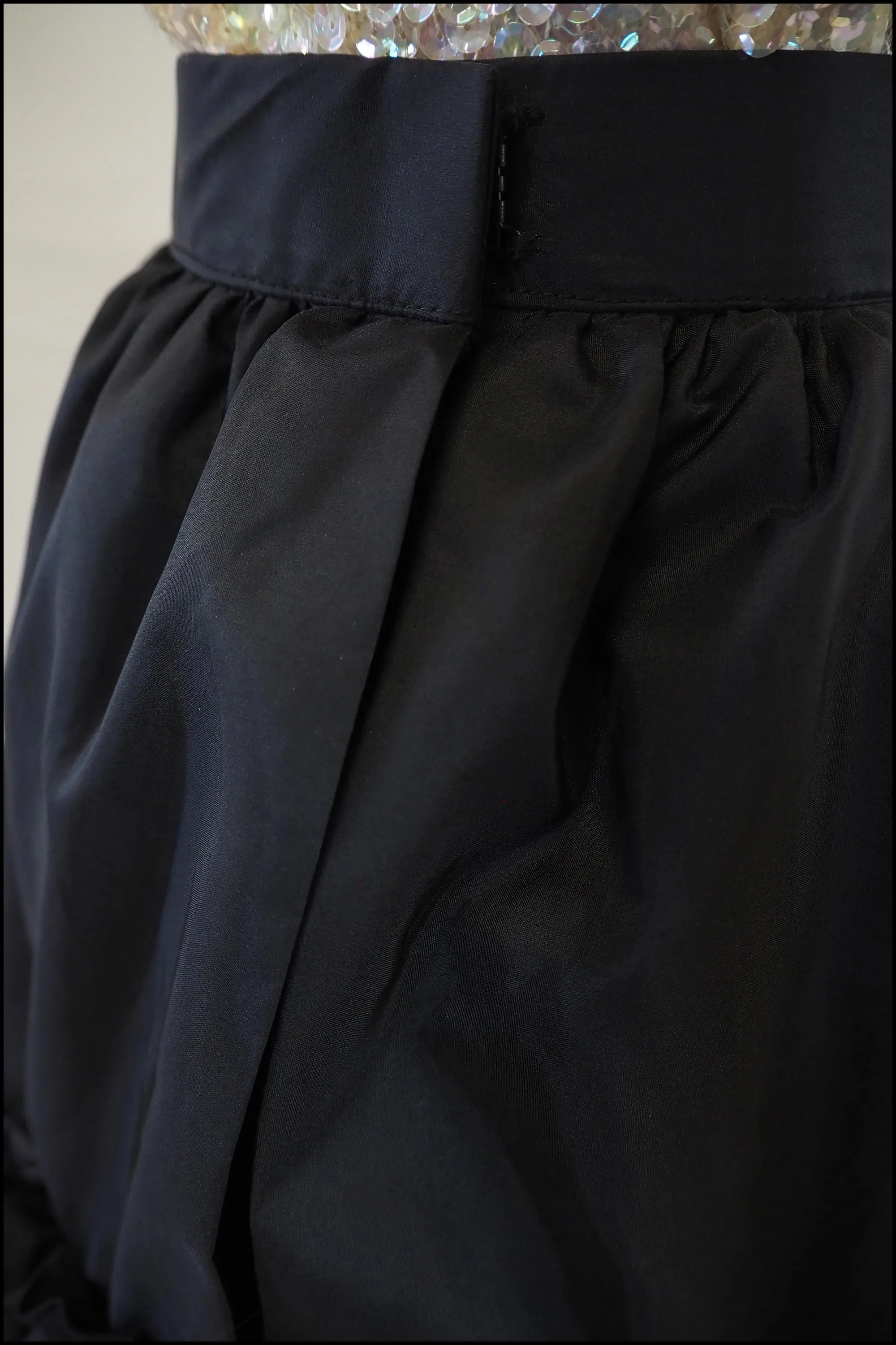 Vintage 1980s Black Ruffle Midi Skirt