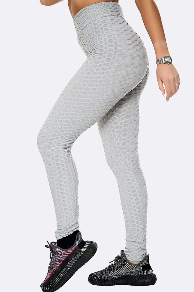 Women High Waisted Textured Detailed Leggings
